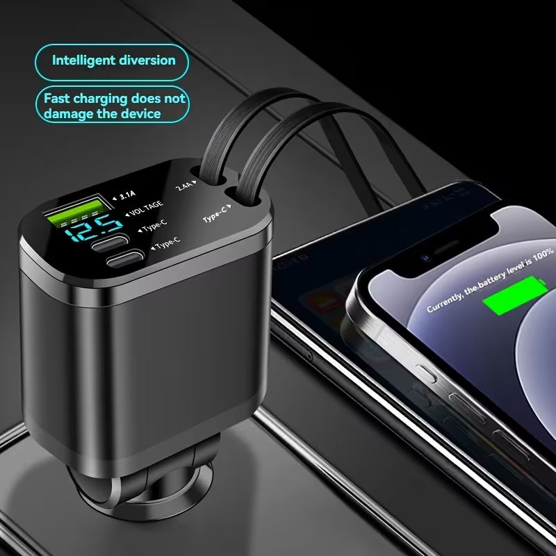 Multi-Port Retractable Car Charger