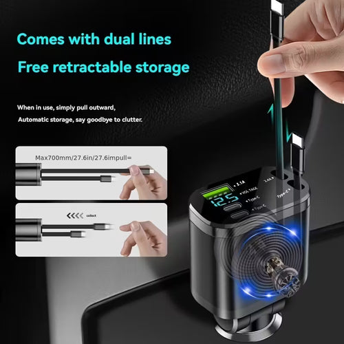 Multi-Port Retractable Car Charger