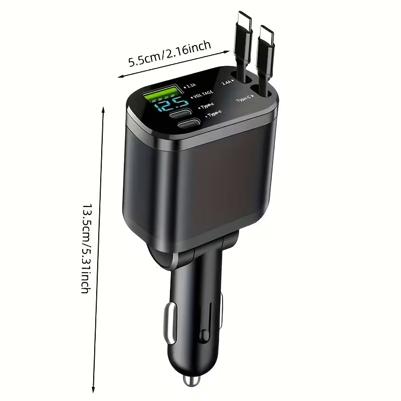 Multi-Port Retractable Car Charger